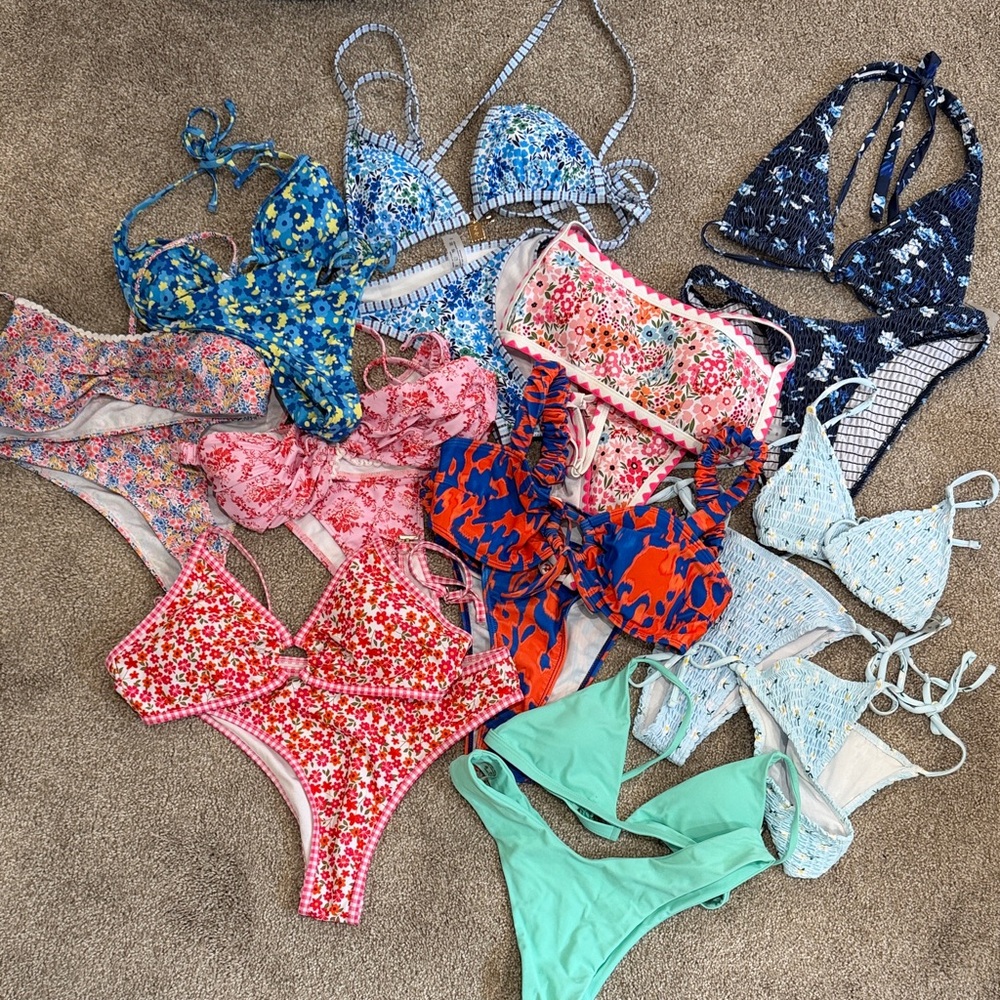 Mixed Floral & Solid Bikini Set Bundle - Multi Colors